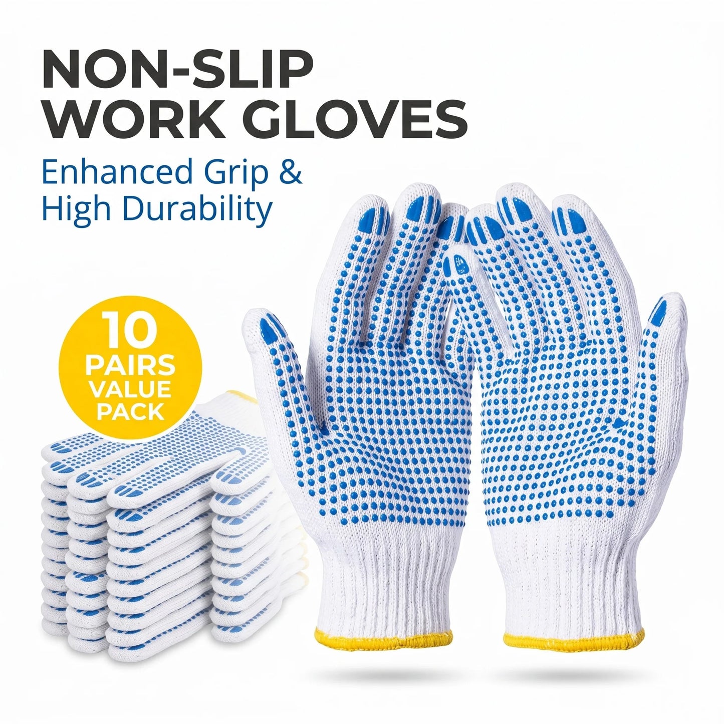 Safety Work Gloves Non-Slip Rubber Dot Protective Gloves for Men Women Gardening Mechanic Construction Painter Household Working Peaceful Pleasures Health and Wellness