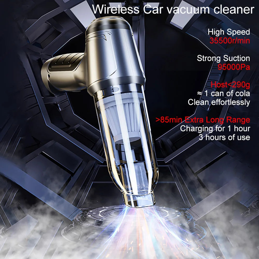Car Vacuum Cleaner 95000PA Strong Suction Handheld Wireless Vacuum Cleaner for Car Household Portable Vacuum Cleaner Blower Peaceful Pleasures Health and Wellness
