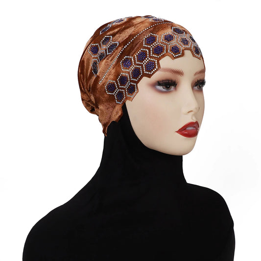 Rhinestone Headband Hijab Instant Turban Scarf | 12 Colors Hijab Head Scarf Peaceful Pleasures Health and Wellness color 11