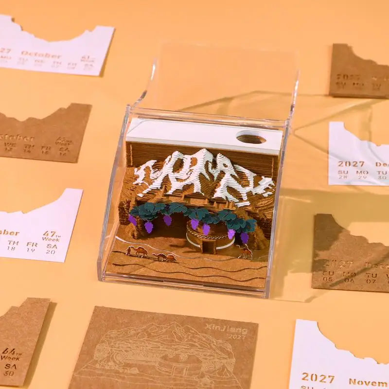 2027 3D Desk Calendar with LED Light & Tear-Away Pages