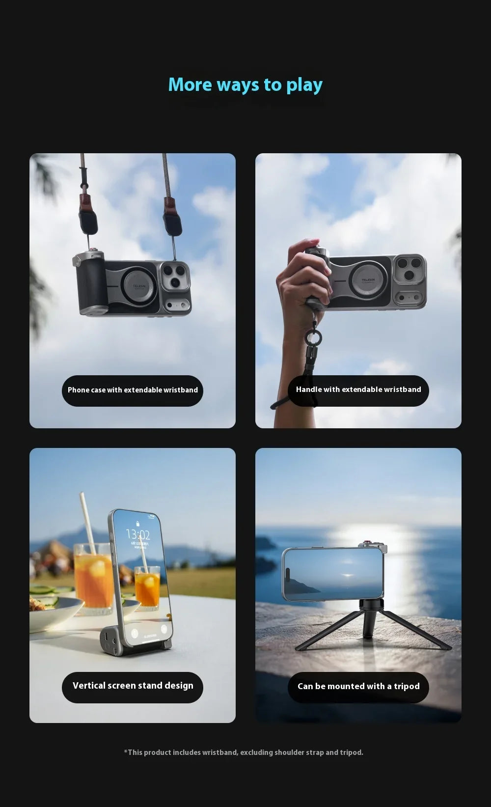 TELESIN Master Phone Camera Grip Set for IPhone17 Pro / Pro Max Magnetic Phone Camera Hand Grip Holder Remote Shutter Handheld Peaceful Pleasures Health and Wellness