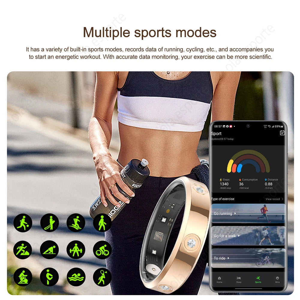 2025 New Smart Ring Waterproof 5ATM Heart Rate Blood Oxygen Health Sleep Monitoring Multi-Sport Mode Camera control Smartring Peaceful Pleasures Health and Wellness