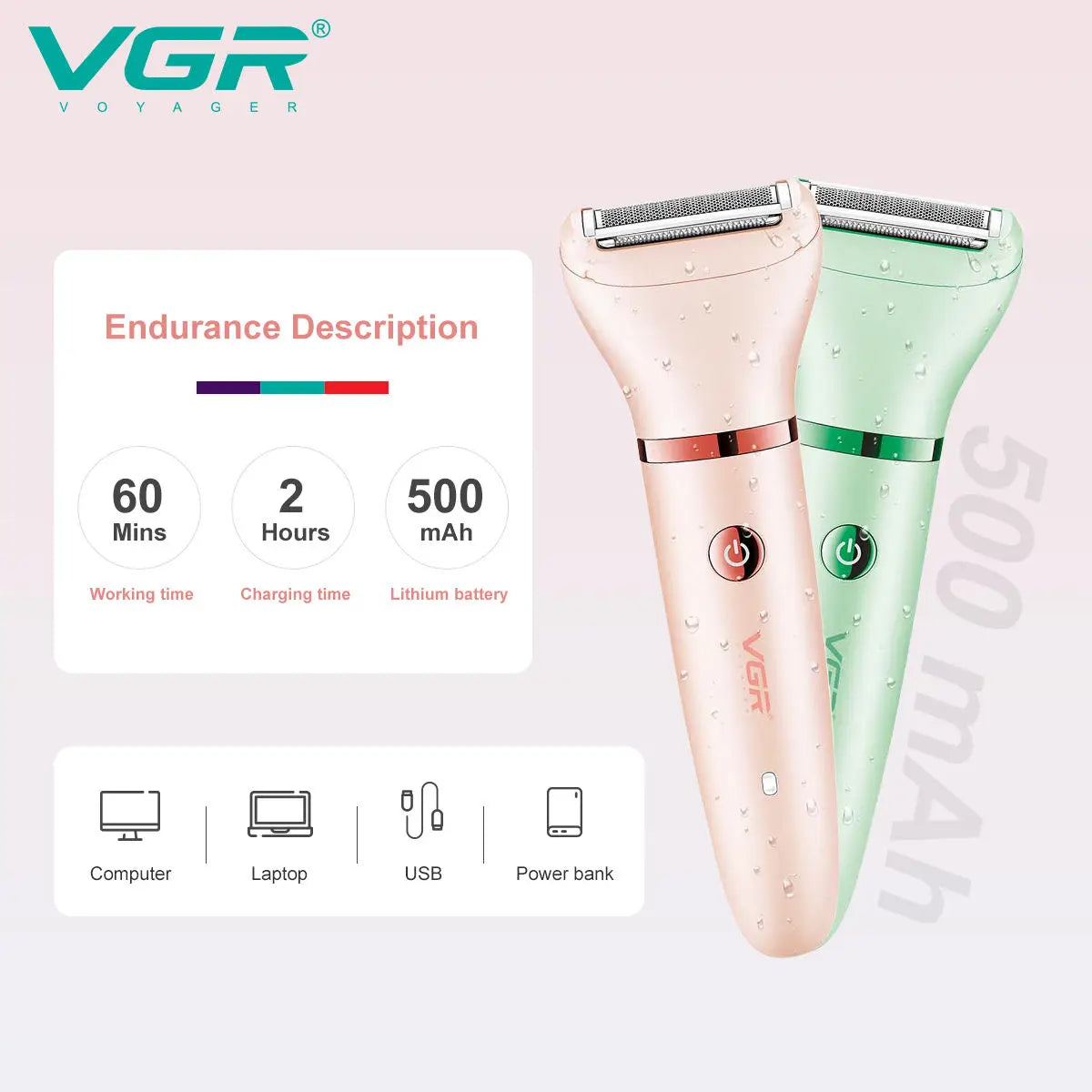 VGR 735 3-in-1 Hair Removal Device for Women, Shaver for Removing Scars, Electric Rechargeable Professional Hair Trimmer Peaceful Pleasures Health and Wellness