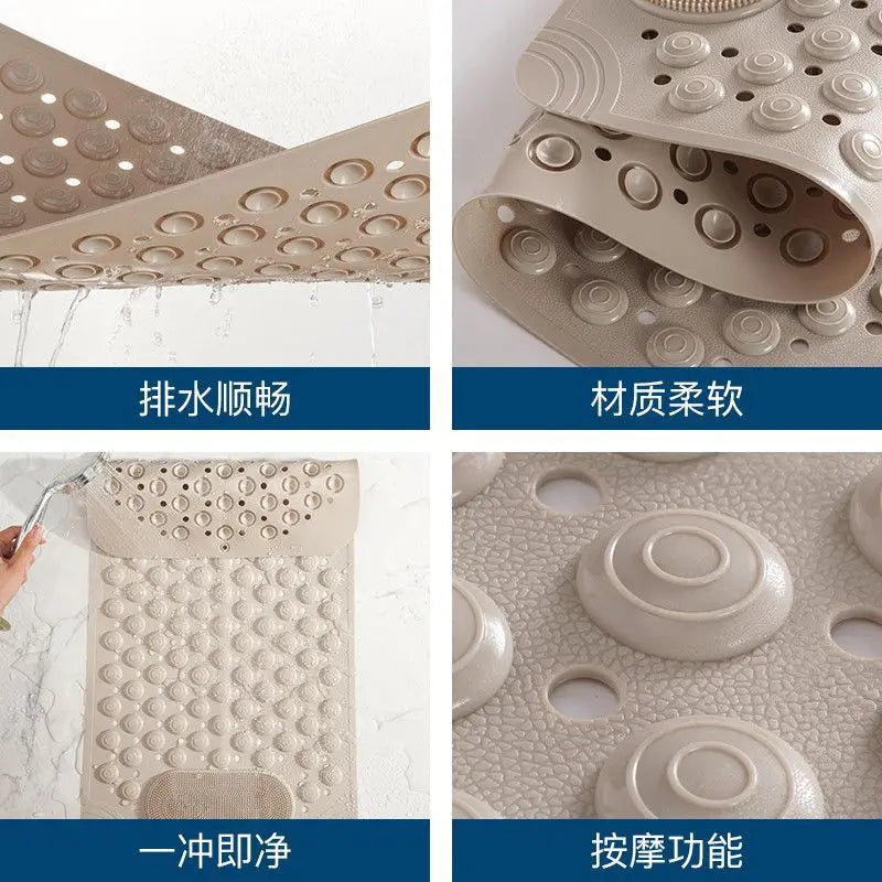Non-Slip Bath Mat with Suction Cups & Drain Holes – Soft PVC