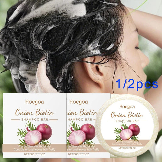1/2PCS Onion and Biotin Shampoo Soap 60g, Suitable for All Hair Types, Moisturizing and Smoothing, Rich in Rosemary Extract Peaceful Pleasures Health and Wellness