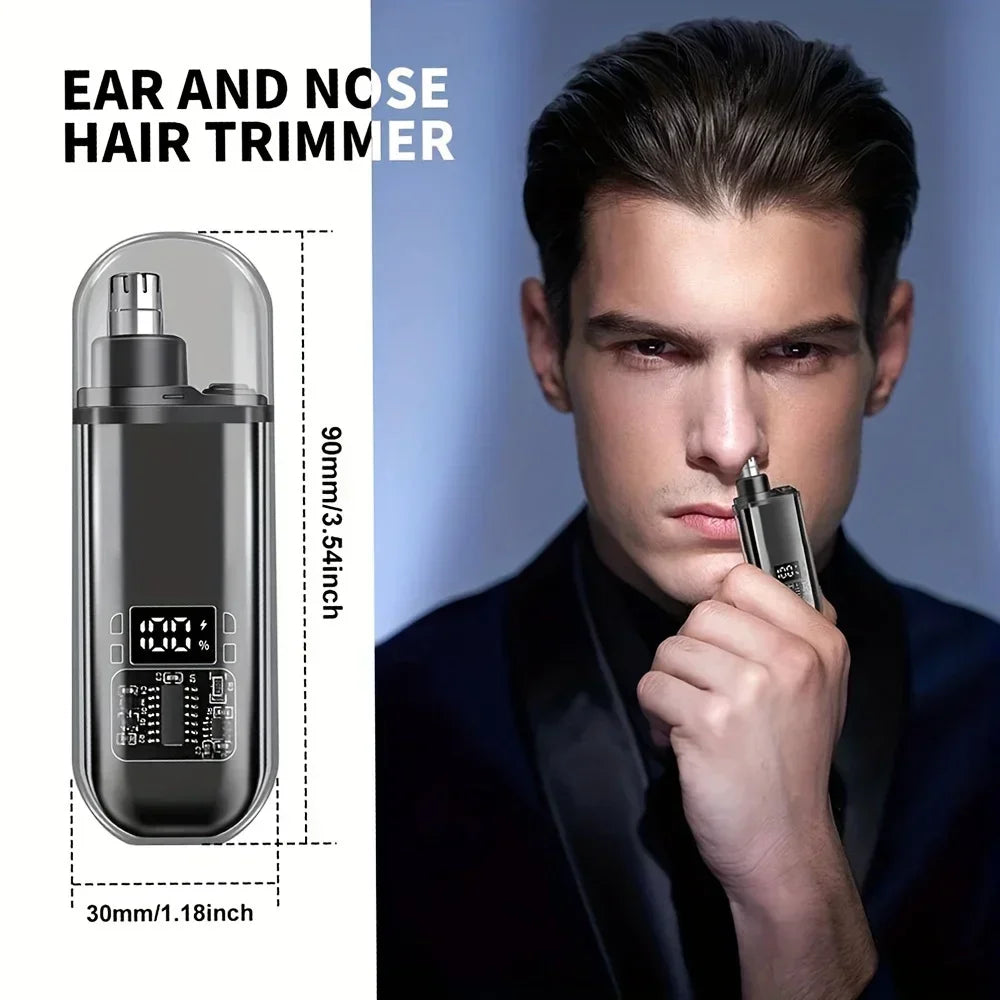 USB Rechargeable Nose & Ear Hair Trimmer – Mini Grooming Kit