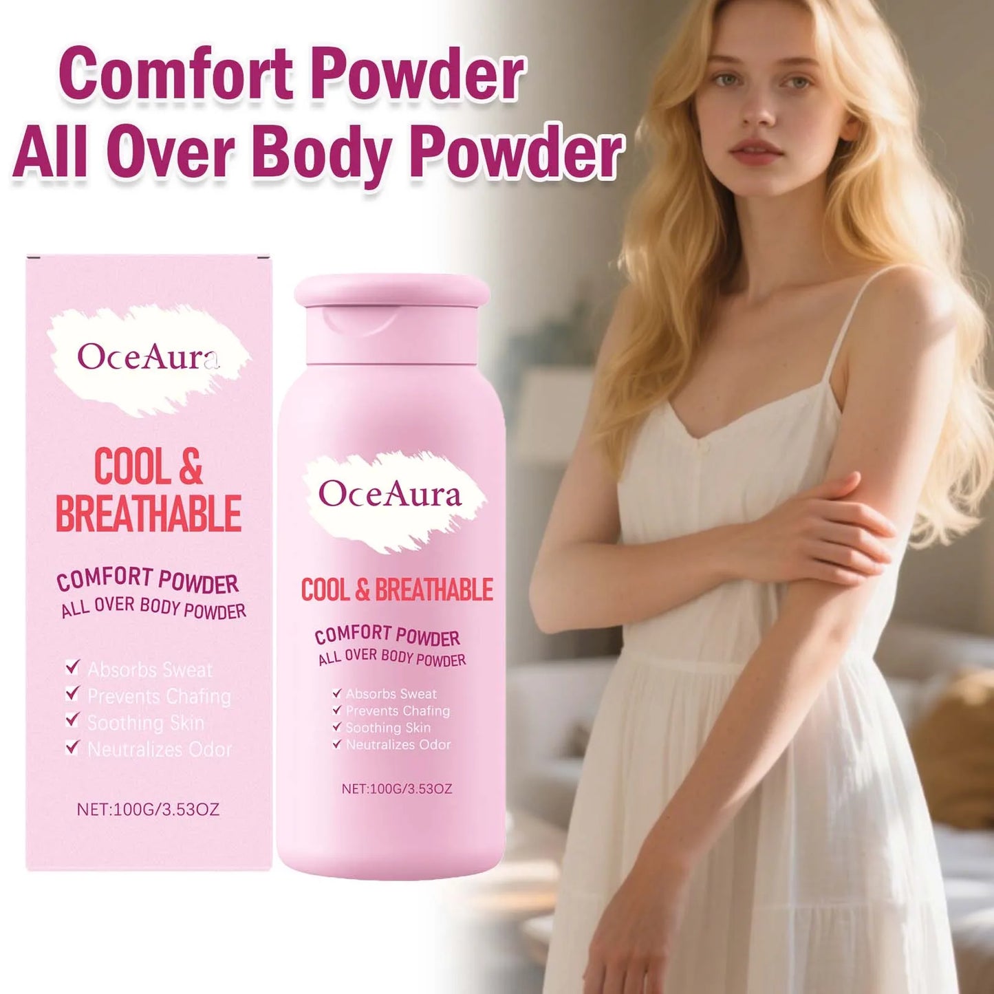 Talc-Free Comfort Powder All Over Body Powder Moisture Absorbing & Friction Reducing Keeps Skin Smooth & Fresh Body Powder Peaceful Pleasures Health and Wellness Default Title