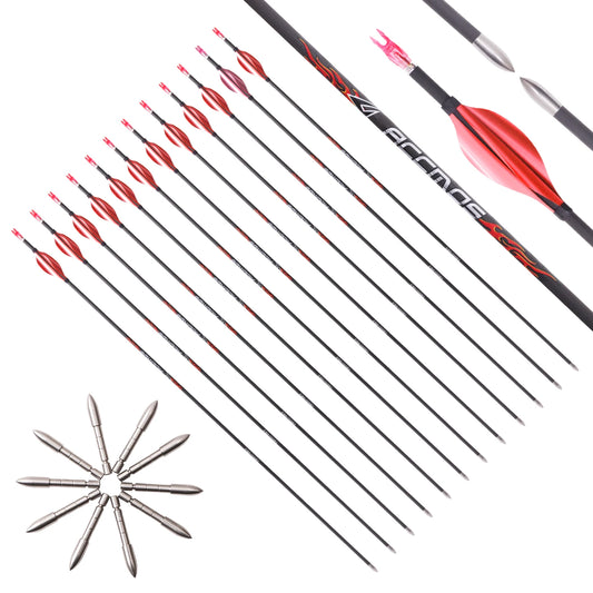 6 Pure Carbon Arrow ID4 2 Sp300-1800 Spin Feather Archery Bow Hunting Peaceful Pleasures Health and Wellness sp300-6pcs