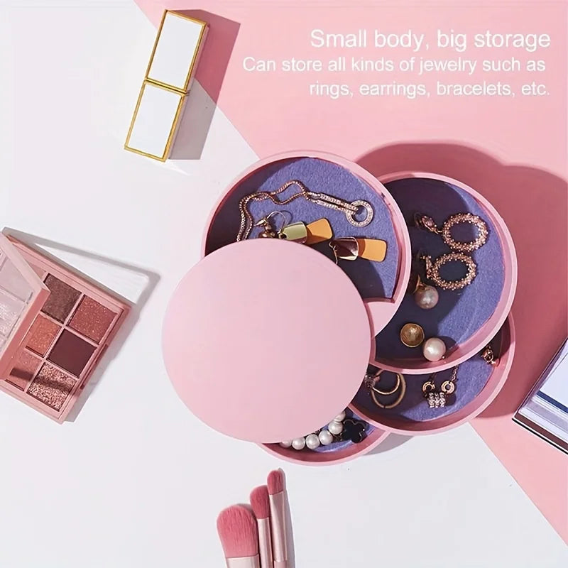 4-Layer Rotating Jewelry Box – Rings, Earrings & Necklaces