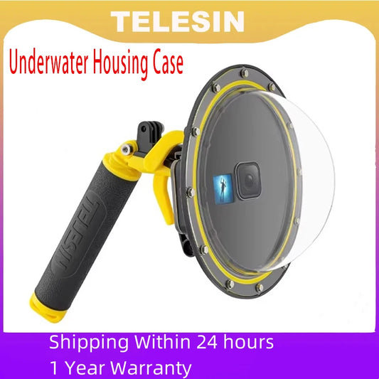 TELESIN 30M Waterproof 6'' Dome Port Underwater Housing Case With Floating Handle Trigger For GoPro Hero 13 12 11 10 9 8 Peaceful Pleasures Health and Wellness