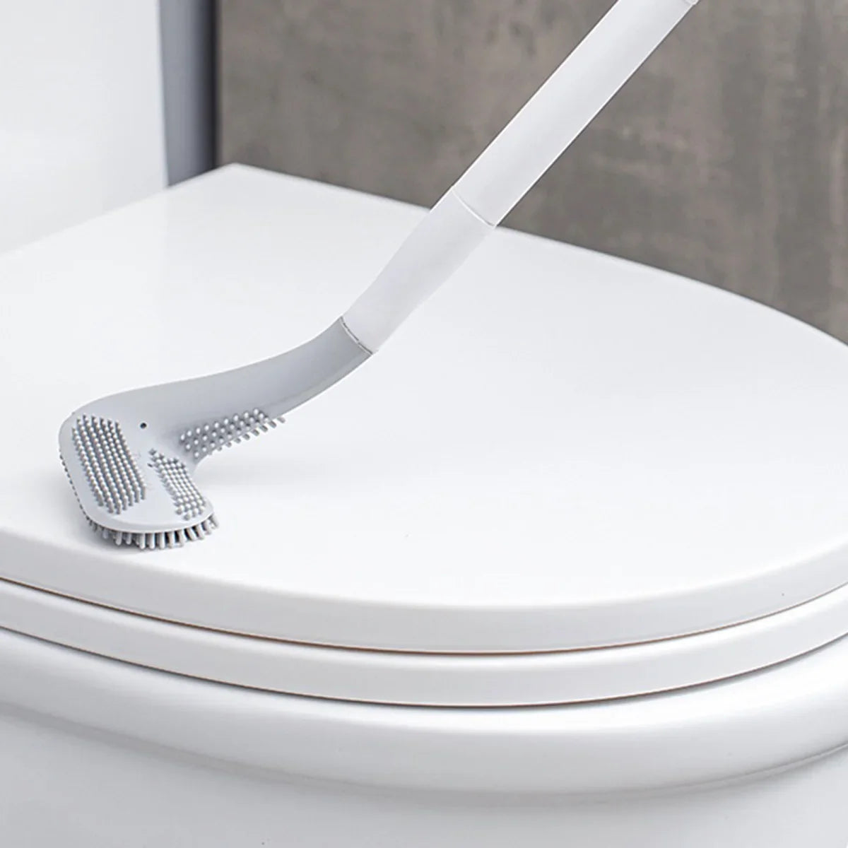 Wall-Mounted Toilet Brush & Base Set – Soft Rubber, Quick-Drain