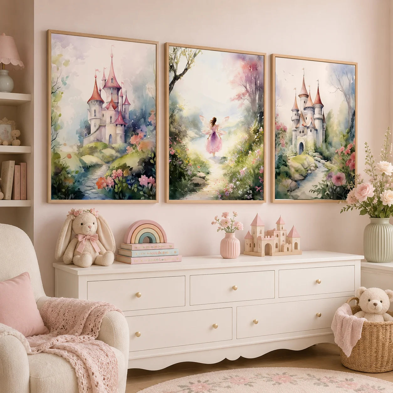 Nordic Dreamy Castle Canvas Wall Art for Kids Nursery Decor Canvas Wall Art Peaceful Pleasures Health and Wellness