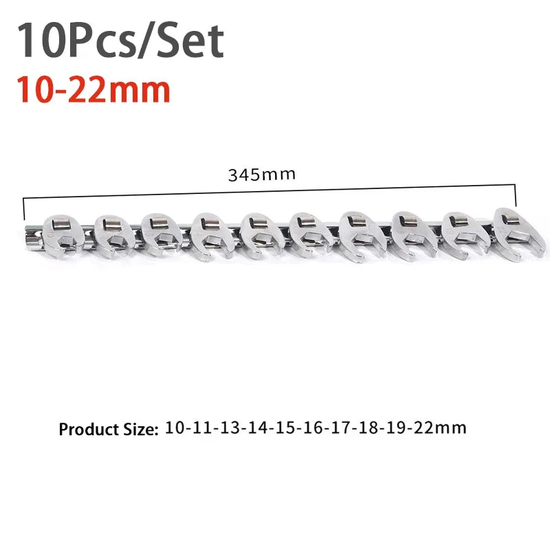 10-22mm Metric Nut Wrench Tool Kit 3/8-inch Interchangeable Head Open End L-type Combination Ratchet Wrench Suitable Household T Peaceful Pleasures Health and Wellness Silver