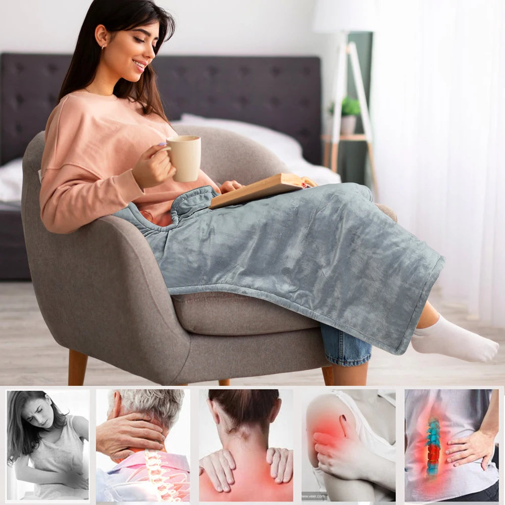 60*90cm Electric Heating Pad Heated Velvet Blanket for Bed Sofa Office Warm Winter Thermal Vest Back Shawl Abdomen Warmer Peaceful Pleasures Health and Wellness