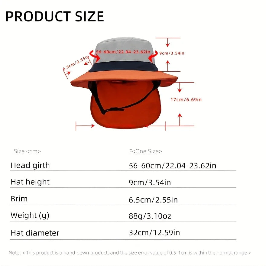 UPF 50+ Wide Brim Sun Hat | Fishing Safari Bucket Hat Neck Flap