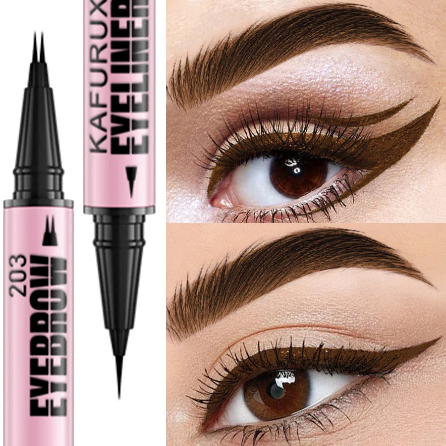 KAFURUX 2-in-1 Waterproof Eyebrow & Eyeliner Pen – 4 Colors