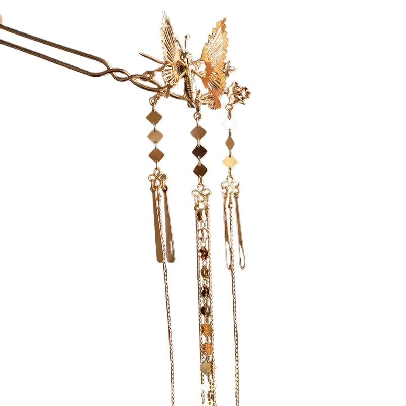 Butterfly Hair Accessories Ancient Style Hanfu Accessories Super Fairy Flow Su Bu Yao Hair Hairpin New Chinese Style Versatile Peaceful Pleasures Health and Wellness