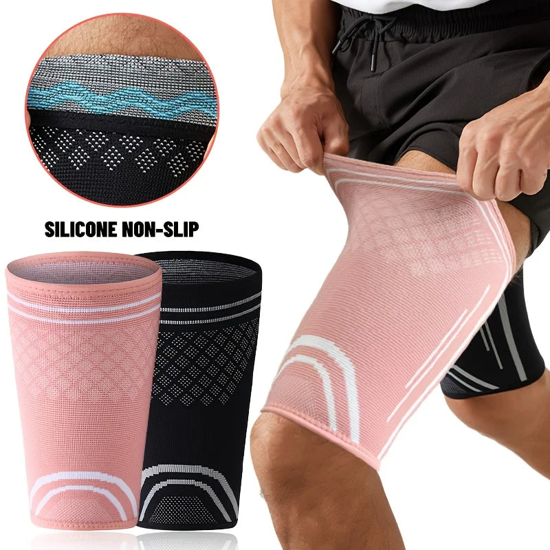 1Pc Elastic Thigh Compression Sleeve,Featuring a Knitted Non-Slip Upper Leg Design,Equipped with Double Silicone Non-Slip Strips Peaceful Pleasures Health and Wellness