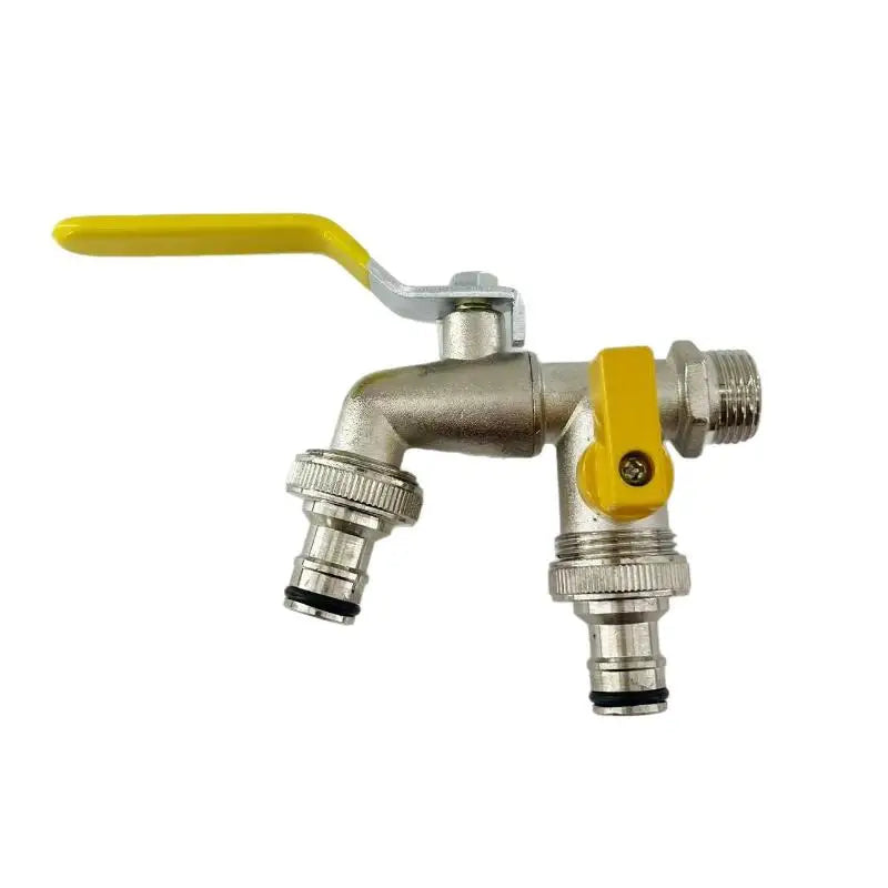 1Pcs 1/2'' 3/4'' IBC Water Tank Connector Garden Hose Tap Faucet Adapter With 2 Outlets Irrigation Joint Replacement Fitting Peaceful Pleasures Health and Wellness Yellow