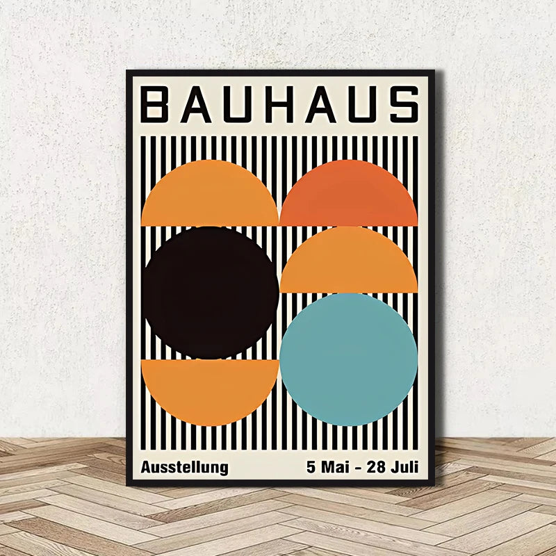 Abstract BAUHAUS art poster, line geometric pattern canvas art painting used for room wall and living room decoration, framel Peaceful Pleasures Health and Wellness