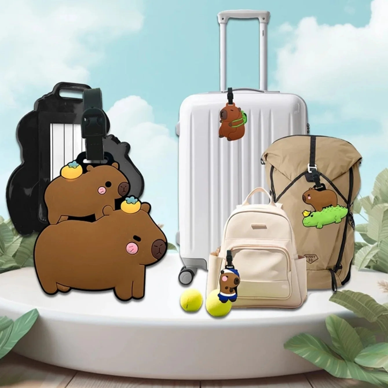 Cartoon Capybara PVC Luggage Tag | ID & Address Holder