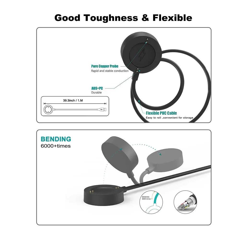 1M USB Charging Cable For Fossil Gen 6/Fossil Gen 5/Fossil Gen SE/Fossil Gen 4/Fossil Sport Charger Peaceful Pleasures Health and Wellness