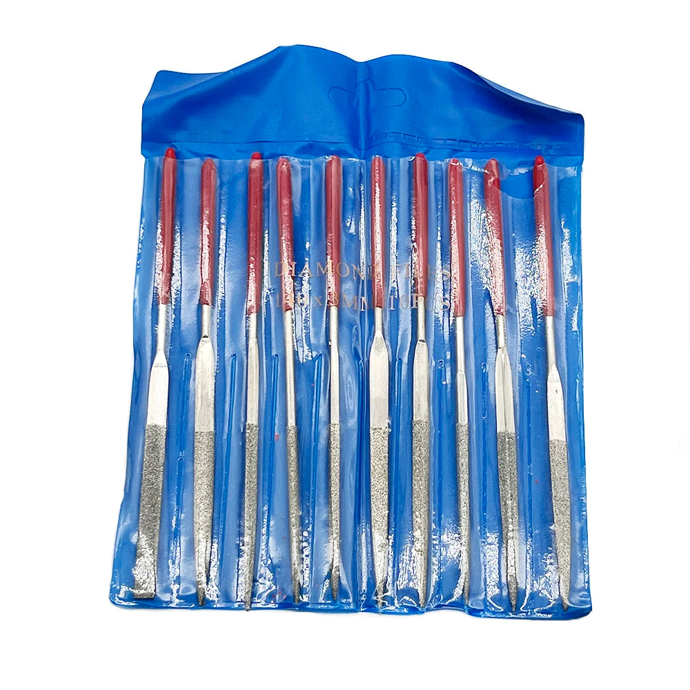 10Pcs Diamond Needle File Set 3x140mm Mini Needle File Kit For Stone Glass Metal Carving Craft Hand Tools Needle File Set Peaceful Pleasures Health and Wellness 10pcs 140mm