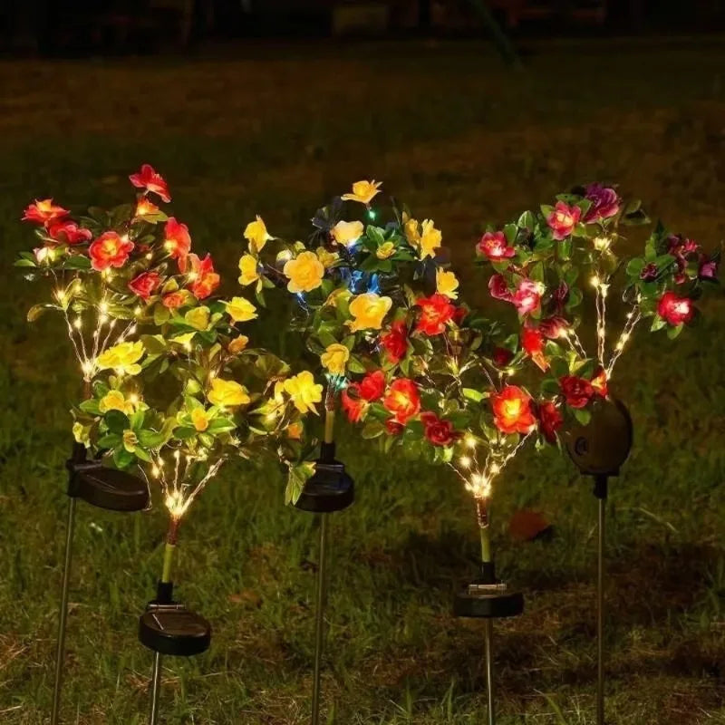 Solar LED Azalea Flower Ground Lights | Garden Outdoor Décor