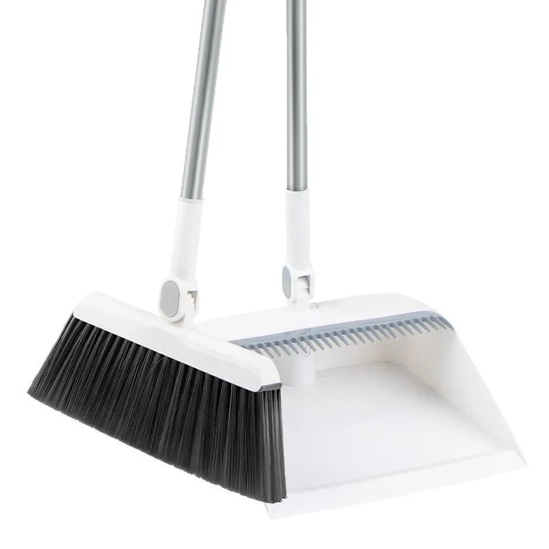 Upright Broom & Dustpan Set | Long Handle, 180° Rotation