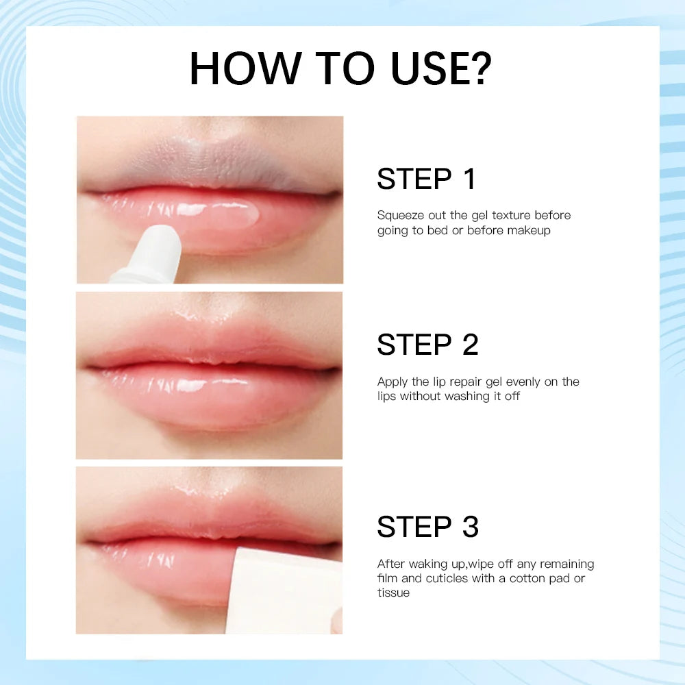 2pcs/Lot Moisturizing Lip Repair Gel Instant Relief For Dry Lips Liquid Lip Balm Paraben Free Lip Care Product Reduce Lips Line Peaceful Pleasures Health and Wellness