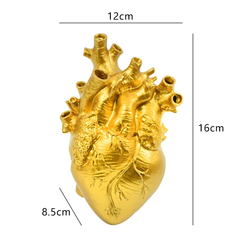 Black Anatomical Heart Vase | Resin Halloween Home Decor