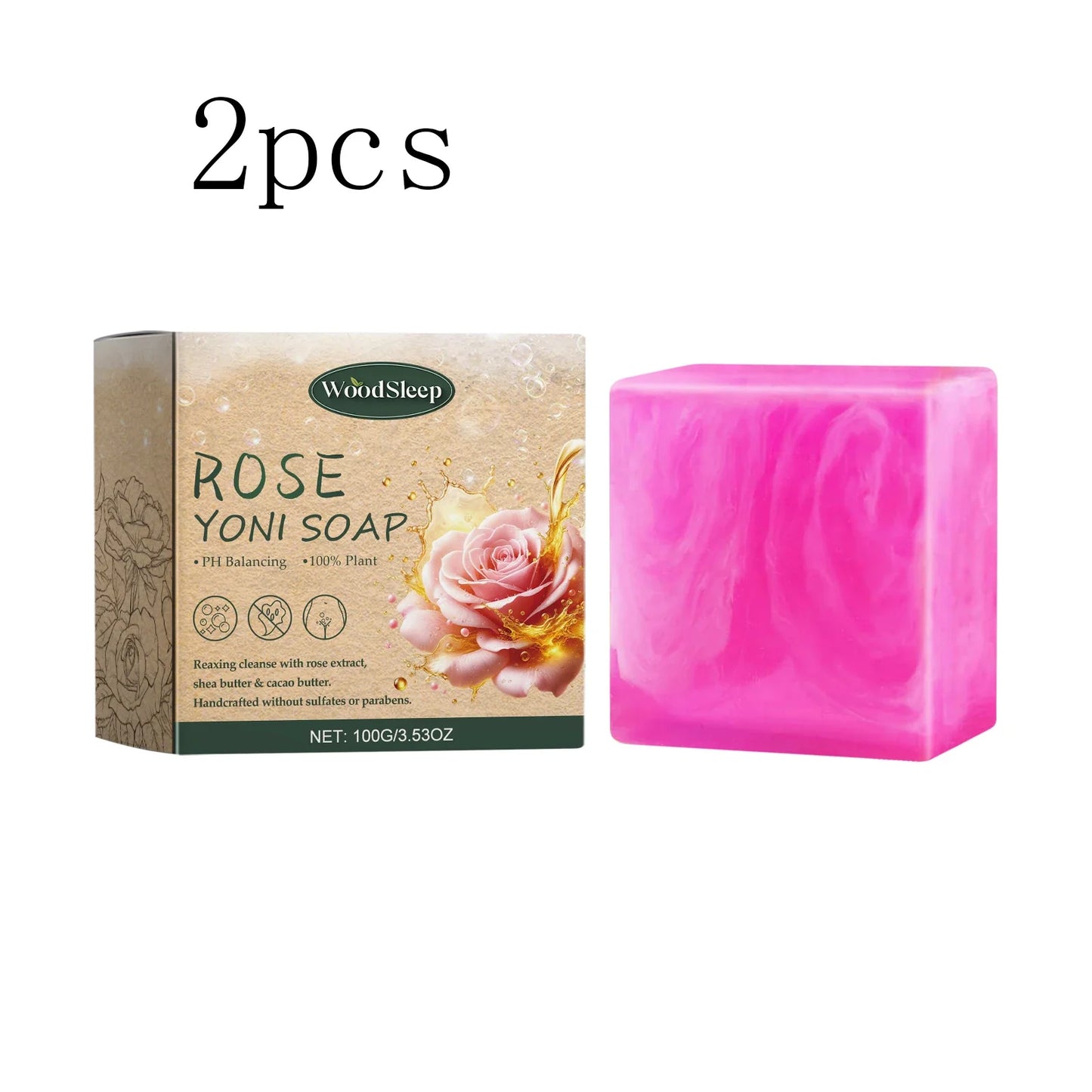 WoodSleep Rose Feminine Cleansing Bar – pH-Balanced Wash Soap