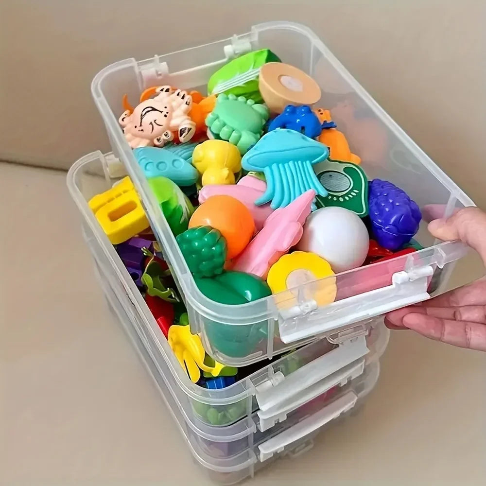 4-Layer Transparent Partitioned Drawer Storage Box | Portable