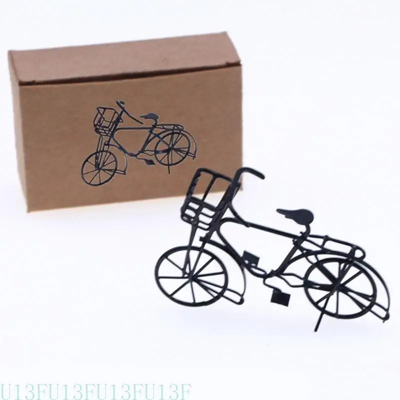 1:12 Miniature Metal Bicycle Dollhouse Accessory – Black Bike
