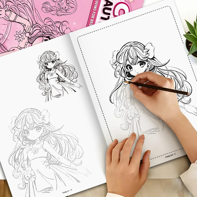 Comic Drawing Book Girls 32 Pages Cartoon Art Sketch Beginners Step