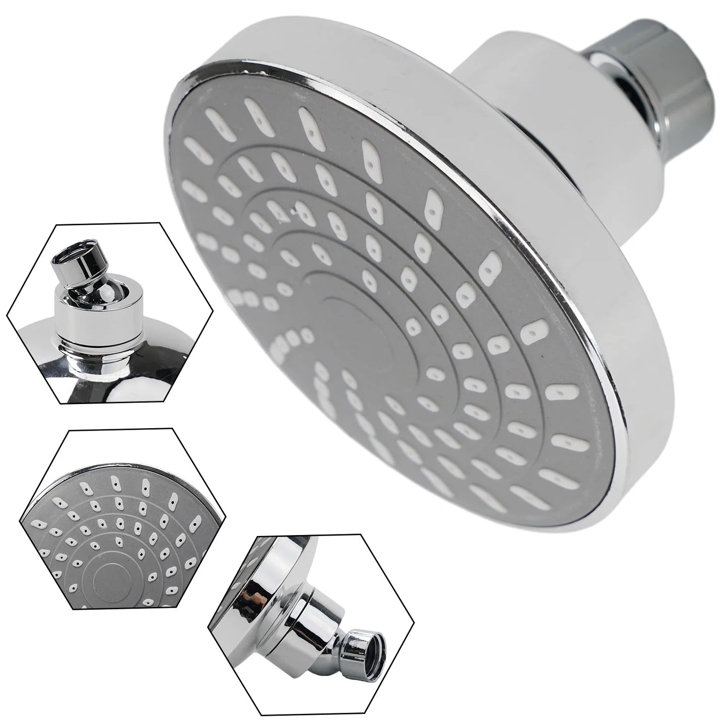 Pressure Chrome Shower Head Sprayer Adjustable Rainfall Wall Mounted