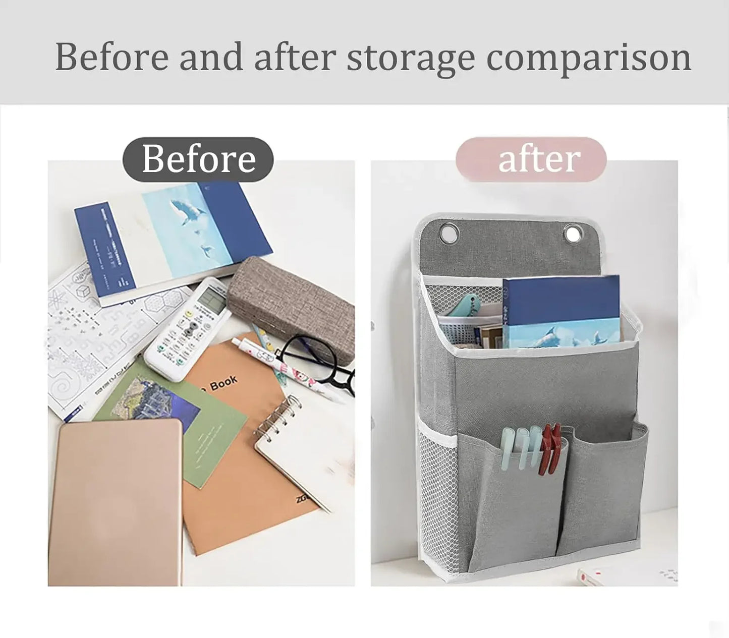Over Door Hanging Storage Organizer with Pockets – Grey Peaceful Pleasures Health and Wellness