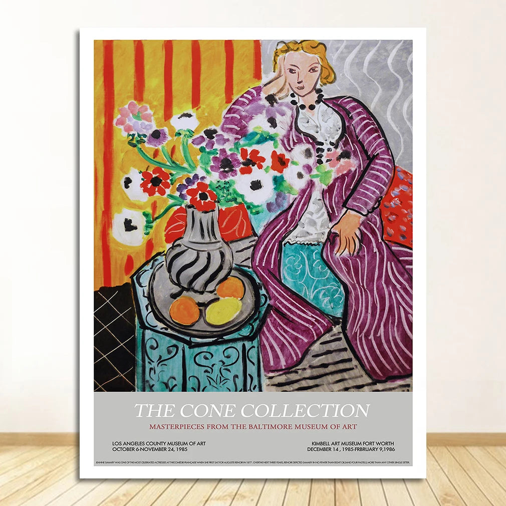 Nordic Matisse Leaf & Figure Canvas Wall Art | Living Room