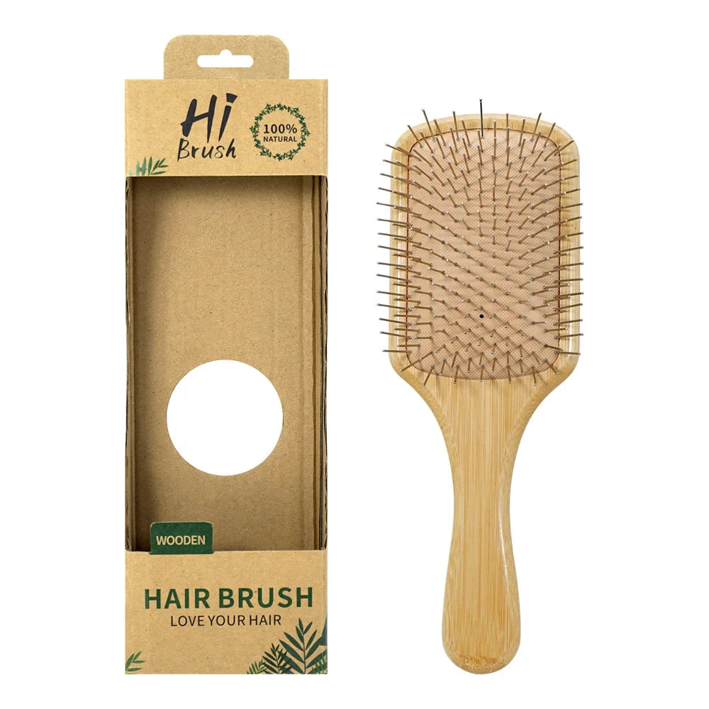 Bamboo Hair Brush – Steel Needle Detangling & Scalp Massage