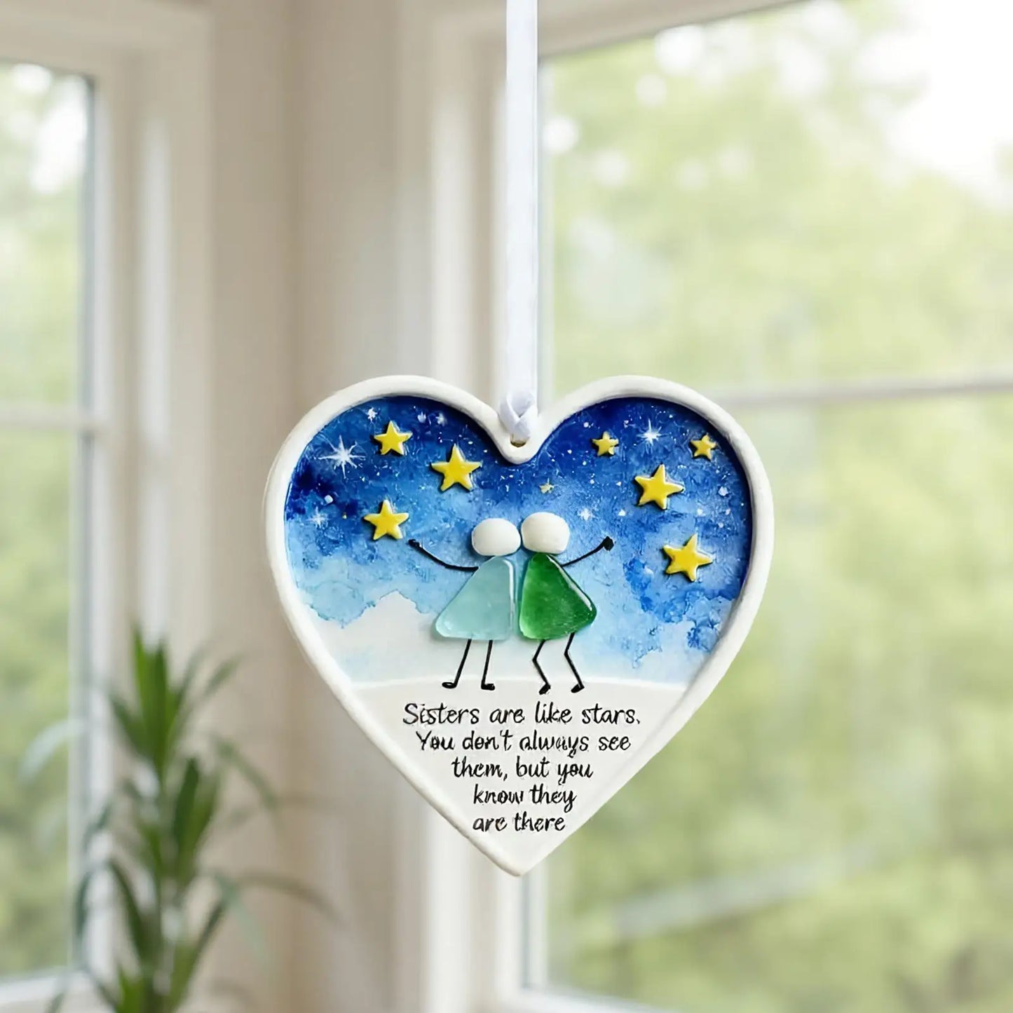 Acrylic Sea Glass Friendship Ornament Keepsake Pendant for Sisters, Coworkers, Birthday, Christmas - Wall Hanging & Home Decor Peaceful Pleasures Health and Wellness