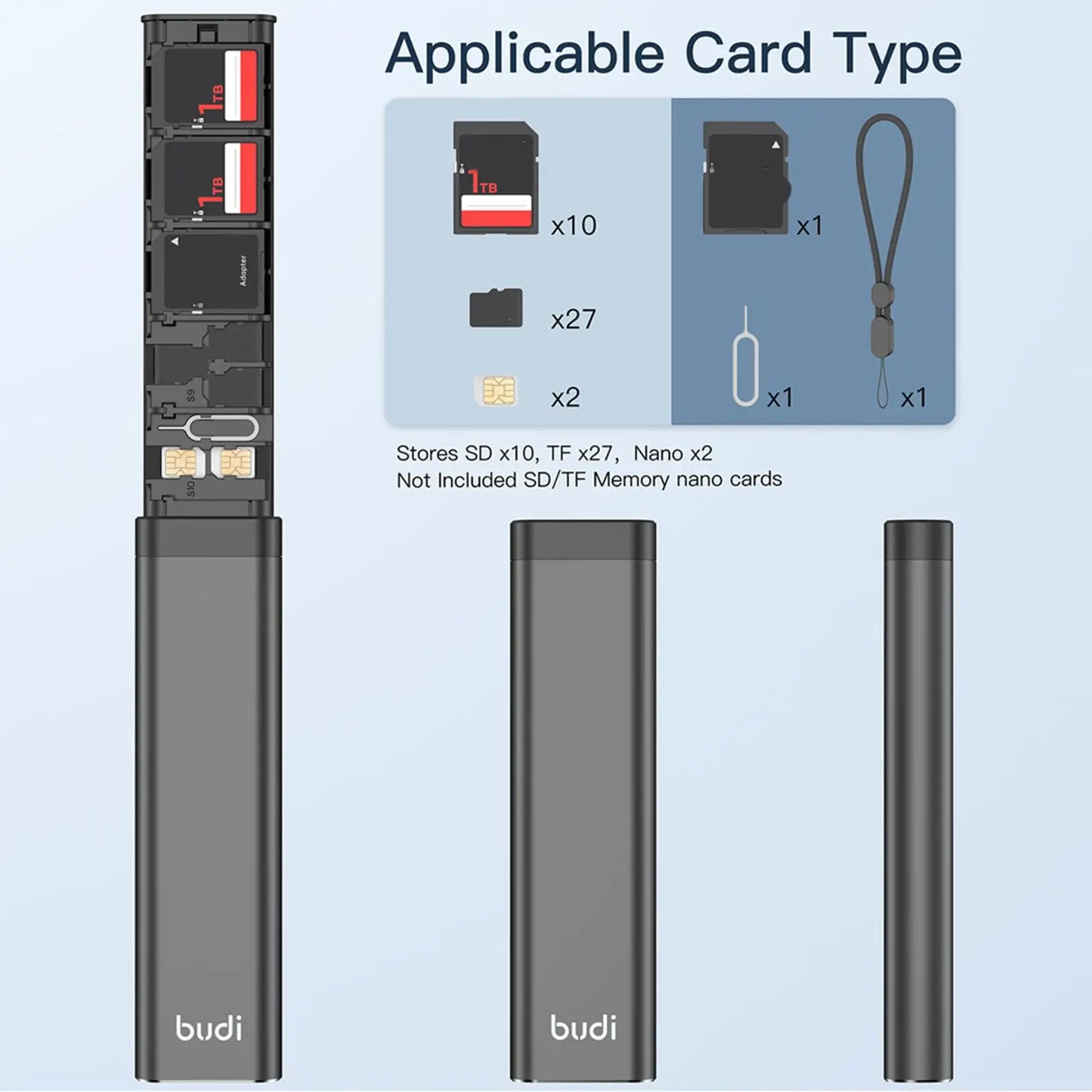 30-Slot SD & SIM Card Case | Aluminum Card Organizer Box