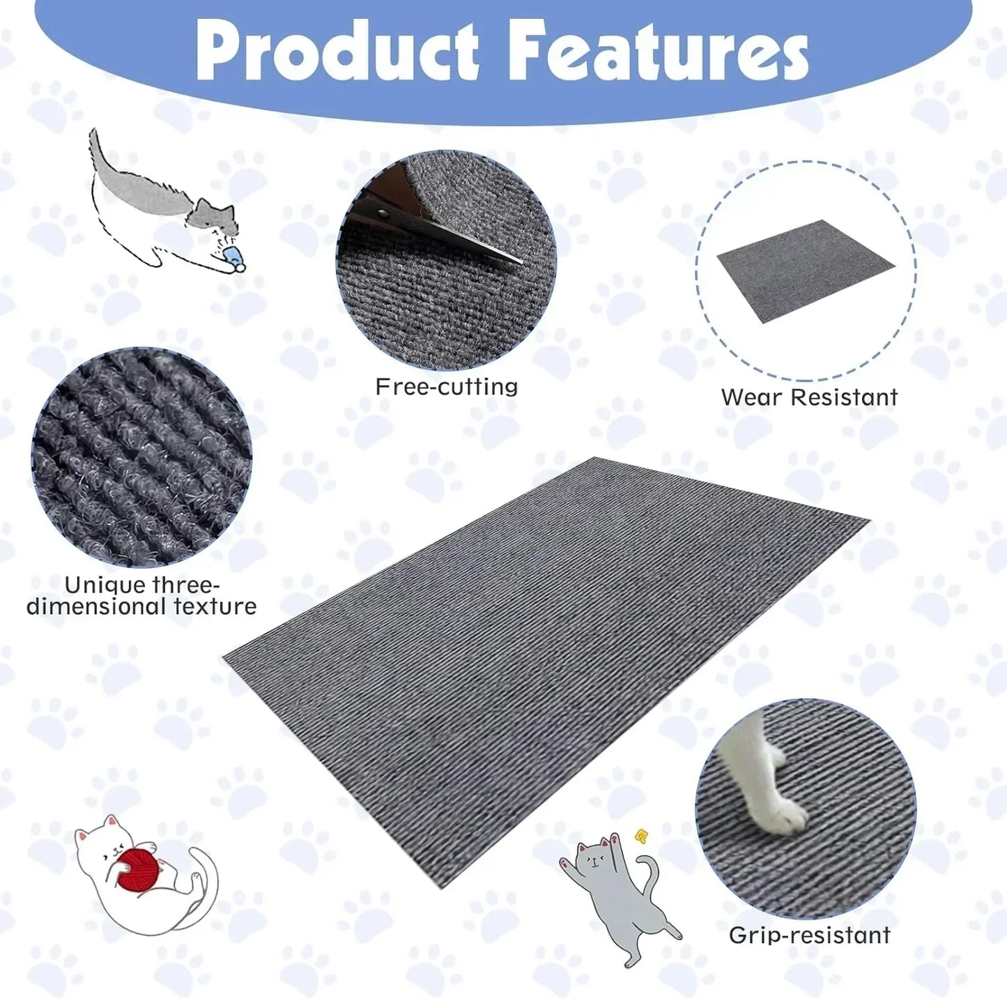 Self-Adhesive Cat Scratch Mat – Trimmable Furniture Protector