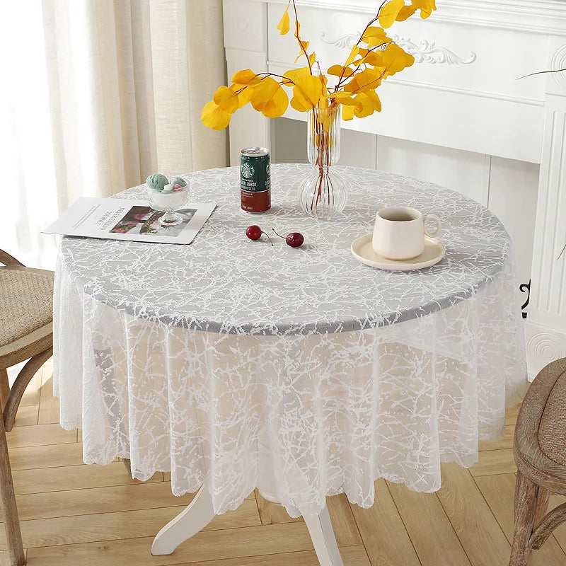 Battilo White Lace Tablecloth | Wedding & Banquet Table Cover