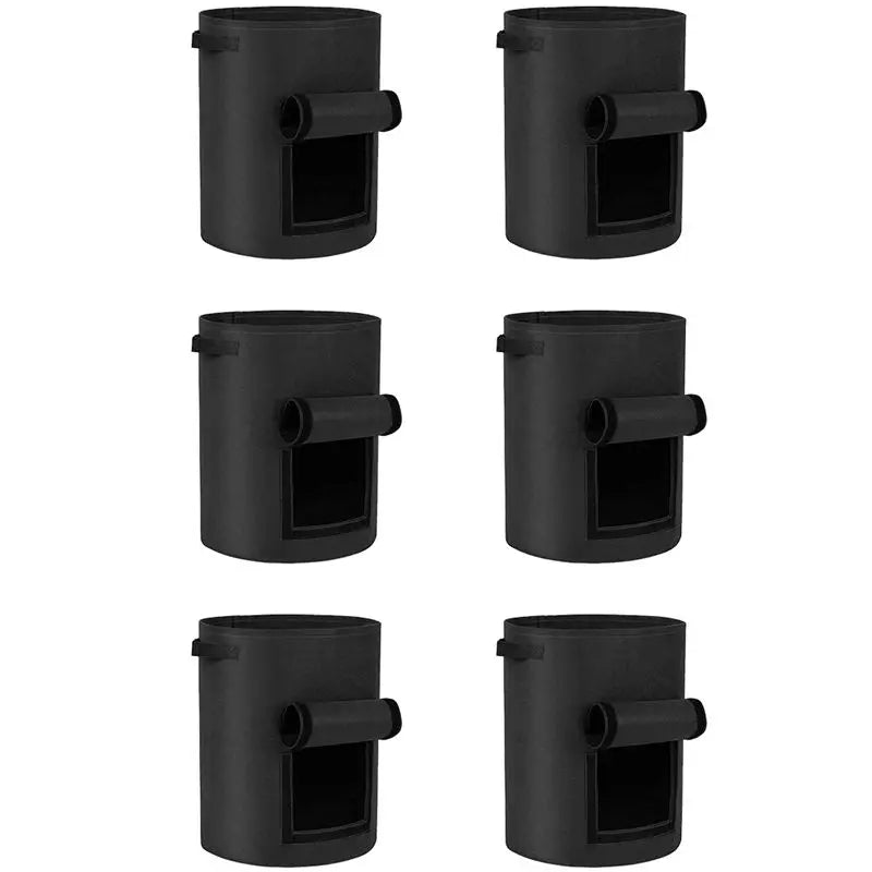 6-Pack Fabric Grow Bags with Harvest Windows & Handles
