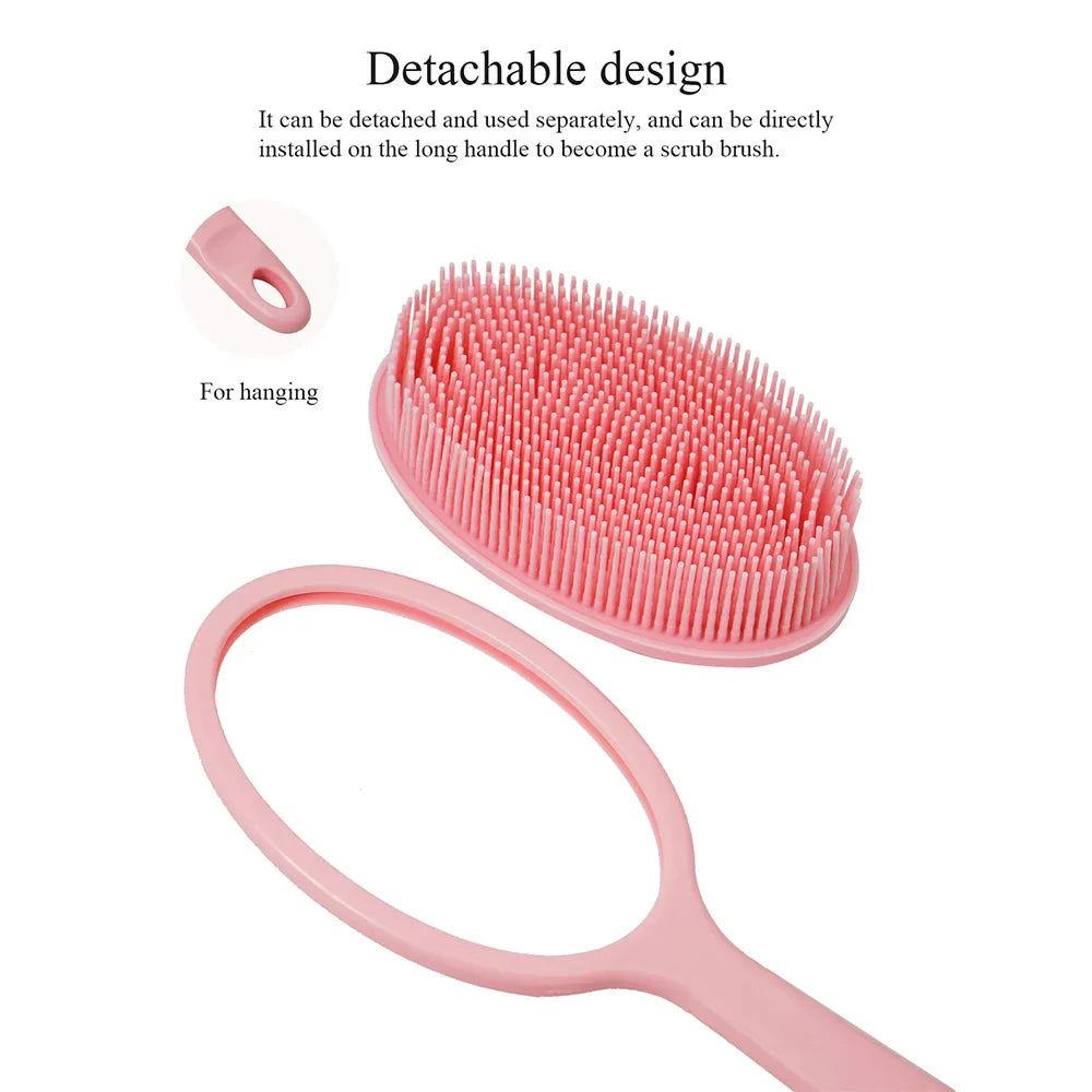 Bath Back Brush with Handle – Exfoliating Shower Sponge Scrubber