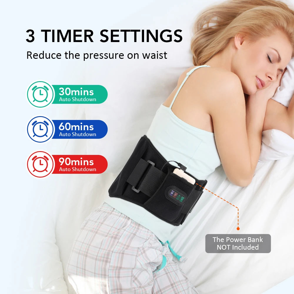 5V Plug-in Vibration Lower Back Massager Red Light Hot Compress Waist Massager Belt Portable Spine Plates Lumbar Support Brace Peaceful Pleasures Health and Wellness