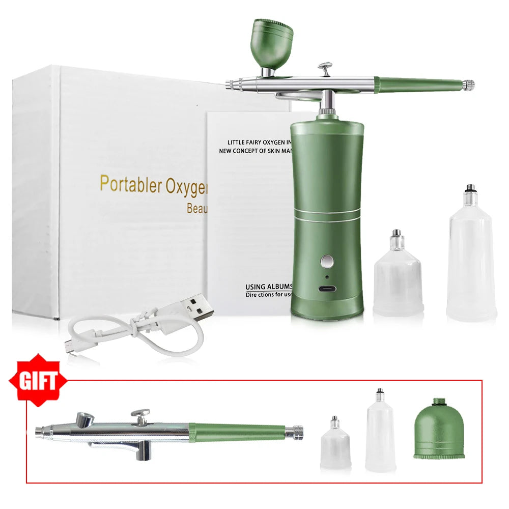 Airbrush with Compressor Airbrush Painting Mini Spray Gun for Painting Wireless Electric Paint Gun Airbrush Kit with Compressor Peaceful Pleasures Health and Wellness Green kit