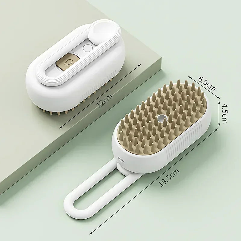 3-in-1 Electric Steam Pet Brush – Cat & Dog Grooming Comb
