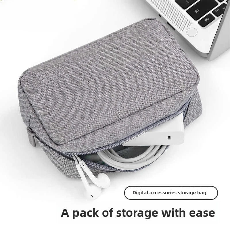 USB Cable Organizer Bag, Travel Essentials Pouch for Earphones Gadgets Storage, Digital Accessories & Makeup Case, Portable Peaceful Pleasures Health and Wellness