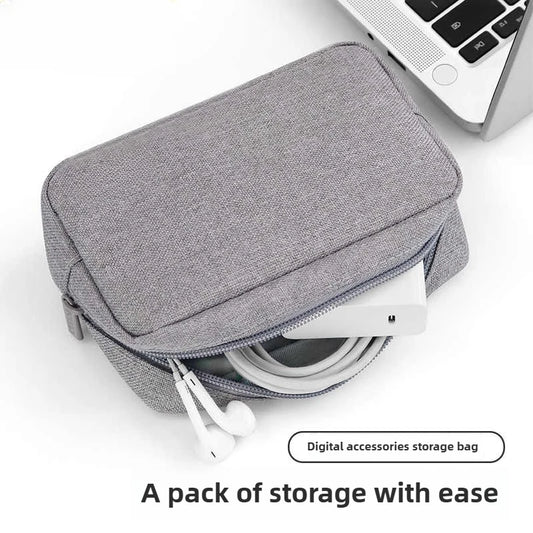 USB Cable Organizer Bag, Travel Essentials Pouch for Earphones Gadgets Storage, Digital Accessories & Makeup Case, Portable Peaceful Pleasures Health and Wellness